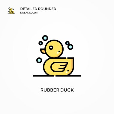 Kauçuk ördek vektör ikonu. Modern vektör illüstrasyon kavramları. Düzenlemesi ve kişiselleştirmesi kolay.