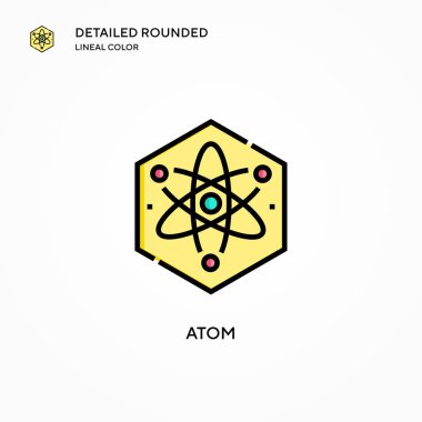 Atom vektör simgesi. Modern vektör illüstrasyon kavramları. Düzenlemesi ve kişiselleştirmesi kolay.