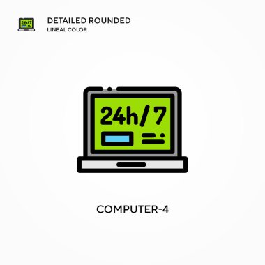Bilgisayar-4 vektör simgesi. Modern vektör illüstrasyon kavramları. Düzenlemesi ve kişiselleştirmesi kolay.