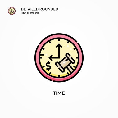 Zaman vektör simgesi. Modern vektör illüstrasyon kavramları. Düzenlemesi ve kişiselleştirmesi kolay.