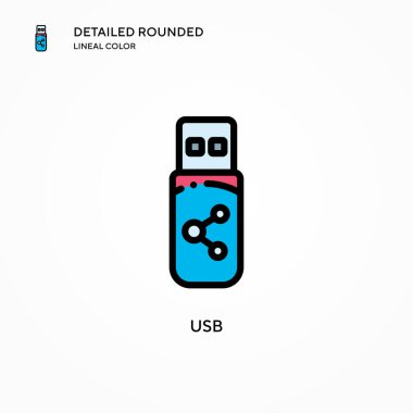 Usb vektör simgesi. Modern vektör illüstrasyon kavramları. Düzenlemesi ve kişiselleştirmesi kolay.