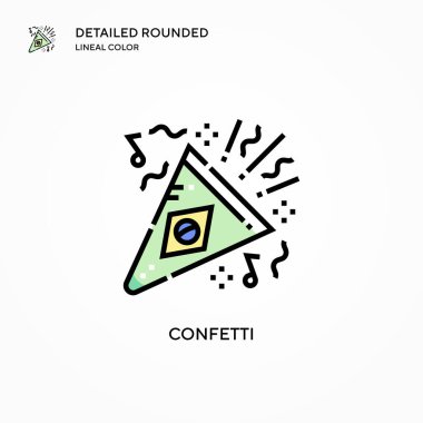 Konfeti vektör simgesi. Modern vektör illüstrasyon kavramları. Düzenlemesi ve kişiselleştirmesi kolay.