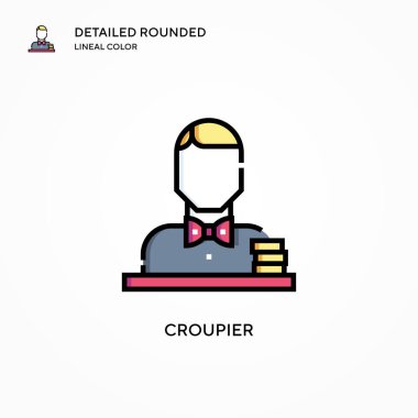 Krupiye vektör simgesi. Modern vektör illüstrasyon kavramları. Düzenlemesi ve kişiselleştirmesi kolay.