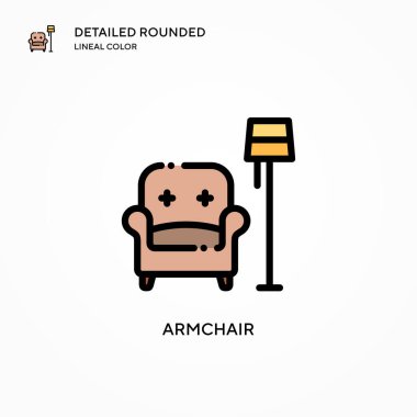 Koltuk vektör simgesi. Modern vektör illüstrasyon kavramları. Düzenlemesi ve kişiselleştirmesi kolay.