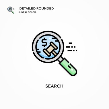Arama vektör simgesi. Modern vektör illüstrasyon kavramları. Düzenlemesi ve kişiselleştirmesi kolay.