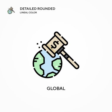 Küresel vektör simgesi. Modern vektör illüstrasyon kavramları. Düzenlemesi ve kişiselleştirmesi kolay.