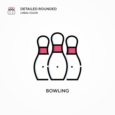 Bowling vektör simgesi. Modern vektör illüstrasyon kavramları. Düzenlemesi ve kişiselleştirmesi kolay.