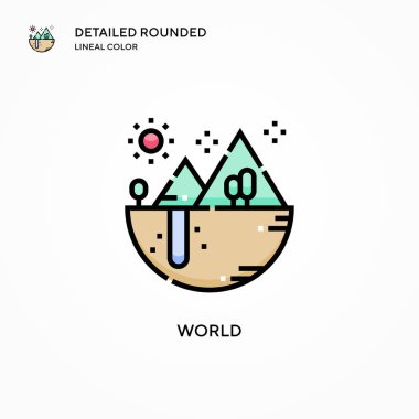 Dünya vektör simgesi. Modern vektör illüstrasyon kavramları. Düzenlemesi ve kişiselleştirmesi kolay.
