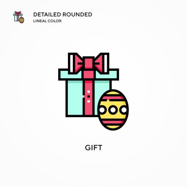 Hediye vektör simgesi. Modern vektör illüstrasyon kavramları. Düzenlemesi ve kişiselleştirmesi kolay.