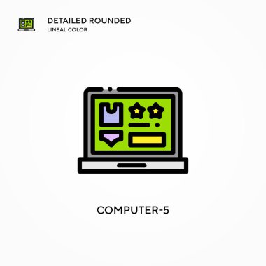 Bilgisayar-5 vektör simgesi. Modern vektör illüstrasyon kavramları. Düzenlemesi ve kişiselleştirmesi kolay.