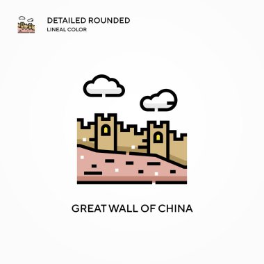 Çin porseleni ikonundan oluşan büyük bir duvar. Modern vektör illüstrasyon kavramları. Düzenlemesi ve kişiselleştirmesi kolay.