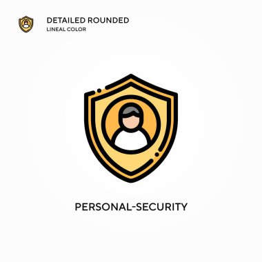 Kişisel güvenlik vektör simgesi. Modern vektör illüstrasyon kavramları. Düzenlemesi ve kişiselleştirmesi kolay.