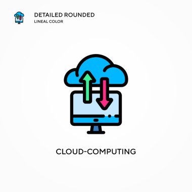 Bulut hesaplama vektör simgesi. Modern vektör illüstrasyon kavramları. Düzenlemesi ve kişiselleştirmesi kolay.