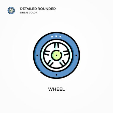Tekerlek vektör simgesi. Modern vektör illüstrasyon kavramları. Düzenlemesi ve kişiselleştirmesi kolay.