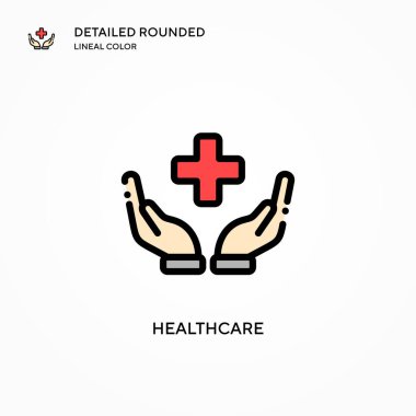 Sağlık hizmeti vektör simgesi. Modern vektör illüstrasyon kavramları. Düzenlemesi ve kişiselleştirmesi kolay.
