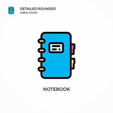 Not defteri vektör simgesi. Modern vektör illüstrasyon kavramları. Düzenlemesi ve kişiselleştirmesi kolay.