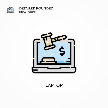 Laptop vektör simgesi. Modern vektör illüstrasyon kavramları. Düzenlemesi ve kişiselleştirmesi kolay.