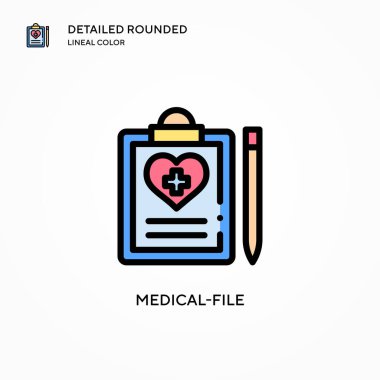 Tıbbi dosya vektör simgesi. Modern vektör illüstrasyon kavramları. Düzenlemesi ve kişiselleştirmesi kolay.