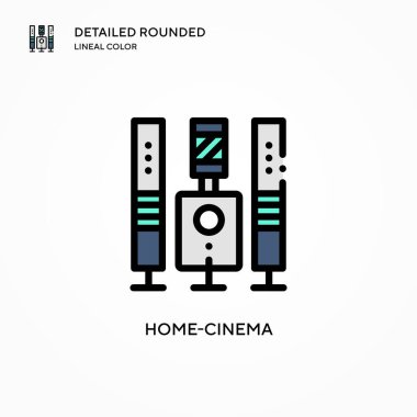 Ev sinema vektör simgesi. Modern vektör illüstrasyon kavramları. Düzenlemesi ve kişiselleştirmesi kolay.