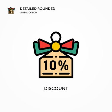 İndirimli vektör simgesi. Modern vektör illüstrasyon kavramları. Düzenlemesi ve kişiselleştirmesi kolay.