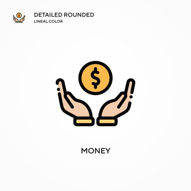 Para vektör simgesi. Modern vektör illüstrasyon kavramları. Düzenlemesi ve kişiselleştirmesi kolay.