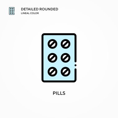 İlaç vektör ikonu. Modern vektör illüstrasyon kavramları. Düzenlemesi ve kişiselleştirmesi kolay.