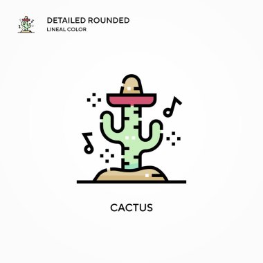 Kaktüs vektör simgesi. Modern vektör illüstrasyon kavramları. Düzenlemesi ve kişiselleştirmesi kolay.