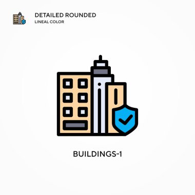 Binalar-1 vektör simgesi. Modern vektör illüstrasyon kavramları. Düzenlemesi ve kişiselleştirmesi kolay.