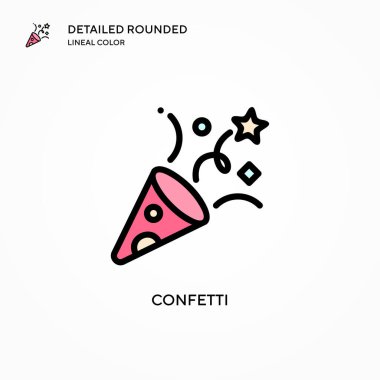 Konfeti vektör simgesi. Modern vektör illüstrasyon kavramları. Düzenlemesi ve kişiselleştirmesi kolay.