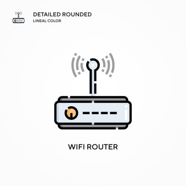 Wifi router vektör simgesi. Modern vektör illüstrasyon kavramları. Düzenlemesi ve kişiselleştirmesi kolay.
