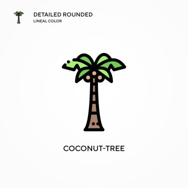 Hindistan cevizi ağacı vektör simgesi. Modern vektör illüstrasyon kavramları. Düzenlemesi ve kişiselleştirmesi kolay.