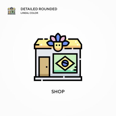 Dükkan vektör ikonu. Modern vektör illüstrasyon kavramları. Düzenlemesi ve kişiselleştirmesi kolay.