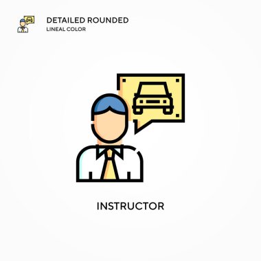 Eğitmen vektör simgesi. Modern vektör illüstrasyon kavramları. Düzenlemesi ve kişiselleştirmesi kolay.