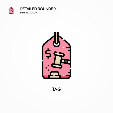 Etiket vektör simgesi. Modern vektör illüstrasyon kavramları. Düzenlemesi ve kişiselleştirmesi kolay.