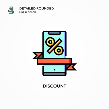 İndirimli vektör simgesi. Modern vektör illüstrasyon kavramları. Düzenlemesi ve kişiselleştirmesi kolay.