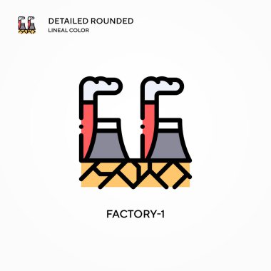 Fabrika-1 vektör simgesi. Modern vektör illüstrasyon kavramları. Düzenlemesi ve kişiselleştirmesi kolay.