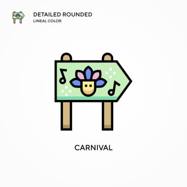 Karnaval vektör simgesi. Modern vektör illüstrasyon kavramları. Düzenlemesi ve kişiselleştirmesi kolay.