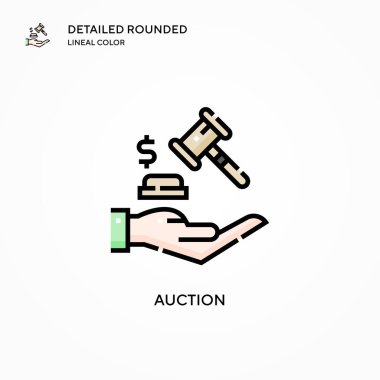 Açık arttırma vektör simgesi. Modern vektör illüstrasyon kavramları. Düzenlemesi ve kişiselleştirmesi kolay.