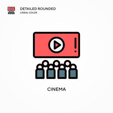 Sinema vektör simgesi. Modern vektör illüstrasyon kavramları. Düzenlemesi ve kişiselleştirmesi kolay.
