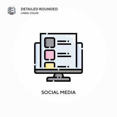 Sosyal medya vektör simgesi. Modern vektör illüstrasyon kavramları. Düzenlemesi ve kişiselleştirmesi kolay.