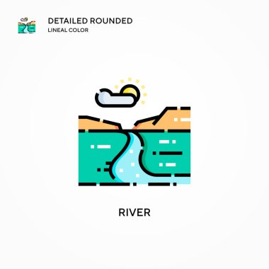 Nehir vektör simgesi. Modern vektör illüstrasyon kavramları. Düzenlemesi ve kişiselleştirmesi kolay.