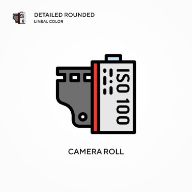 Kamera kaydı vektör simgesi. Modern vektör illüstrasyon kavramları. Düzenlemesi ve kişiselleştirmesi kolay.