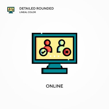 Çevrimiçi vektör simgesi. Modern vektör illüstrasyon kavramları. Düzenlemesi ve kişiselleştirmesi kolay.