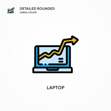 Laptop vektör simgesi. Modern vektör illüstrasyon kavramları. Düzenlemesi ve kişiselleştirmesi kolay.