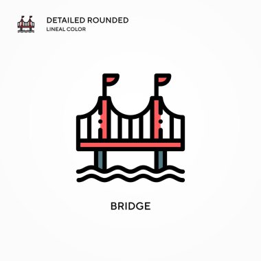 Köprü vektör simgesi. Modern vektör illüstrasyon kavramları. Düzenlemesi ve kişiselleştirmesi kolay.