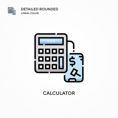 Hesap makinesi vektör simgesi. Modern vektör illüstrasyon kavramları. Düzenlemesi ve kişiselleştirmesi kolay.