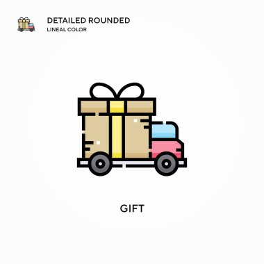 Hediye vektör simgesi. Modern vektör illüstrasyon kavramları. Düzenlemesi ve kişiselleştirmesi kolay.
