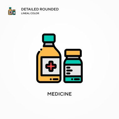 İlaç vektör simgesi. Modern vektör illüstrasyon kavramları. Düzenlemesi ve kişiselleştirmesi kolay.