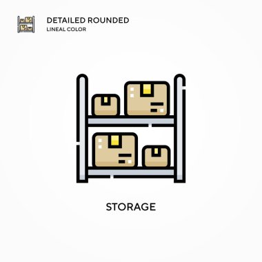 Depolama vektör simgesi. Modern vektör illüstrasyon kavramları. Düzenlemesi ve kişiselleştirmesi kolay.