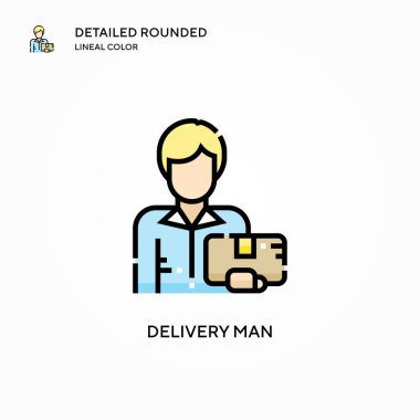 Teslimatçı vektör ikonu. Modern vektör illüstrasyon kavramları. Düzenlemesi ve kişiselleştirmesi kolay.